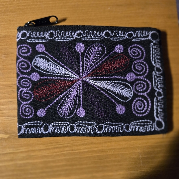 Purple Bird Embroidered Crossbody Bag with Matching Wallet - Picture 6 of 8